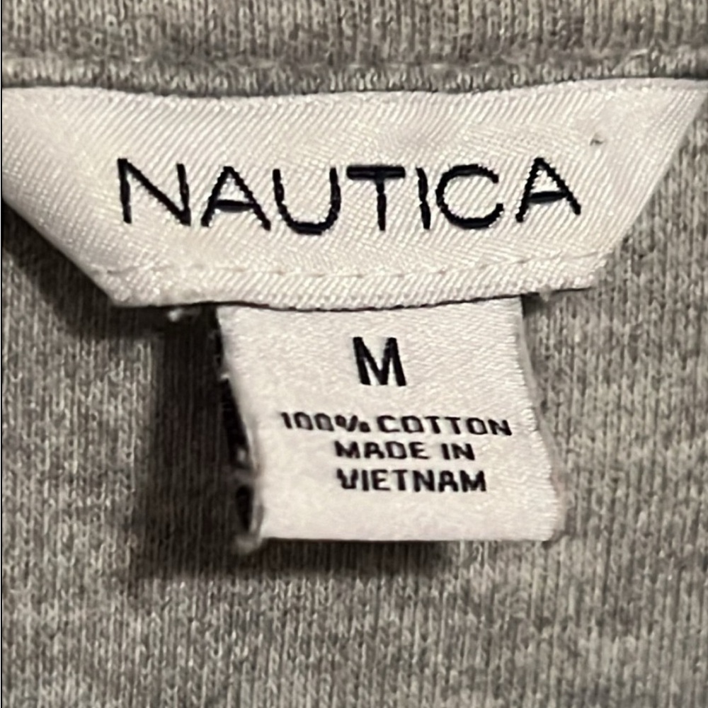 Nautica Gray Ribbed Polo Sweatshirt with Tie Front - Picture 5 of 6